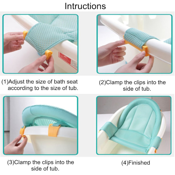 Baby Badekar Indsæts Sæde, Nyfødt Brusebad Net til Badekar, Ny Stil Justerbar Komfortabel Badekar Anti-Slip Sæde til Spædbarn 0-3 År