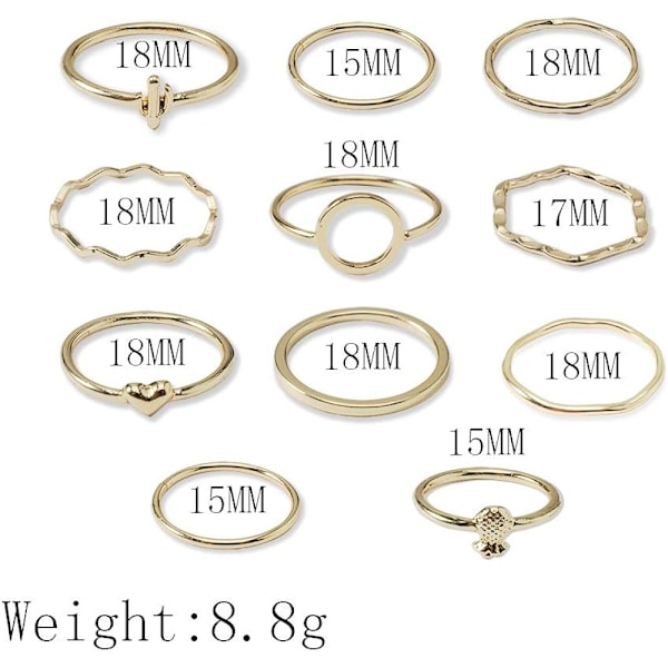 Ring Guld Boho Ring Flicka Vintage Gem Kristall Ring Knuckle Knot Ring Set Tonårsfest Daglig Semester Smycken Present