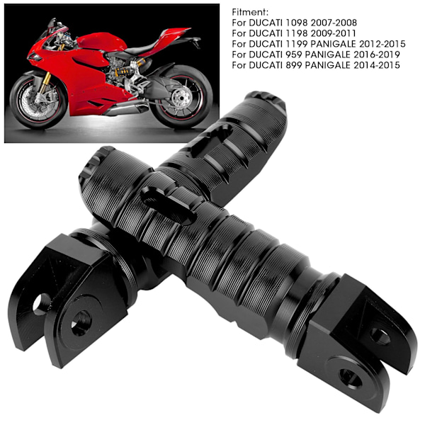 2 stk. Bagagerest Fodstøtter Aluminium Legering Udskiftning FP‑256‑Set til DUCATI 1098/1198 Sort