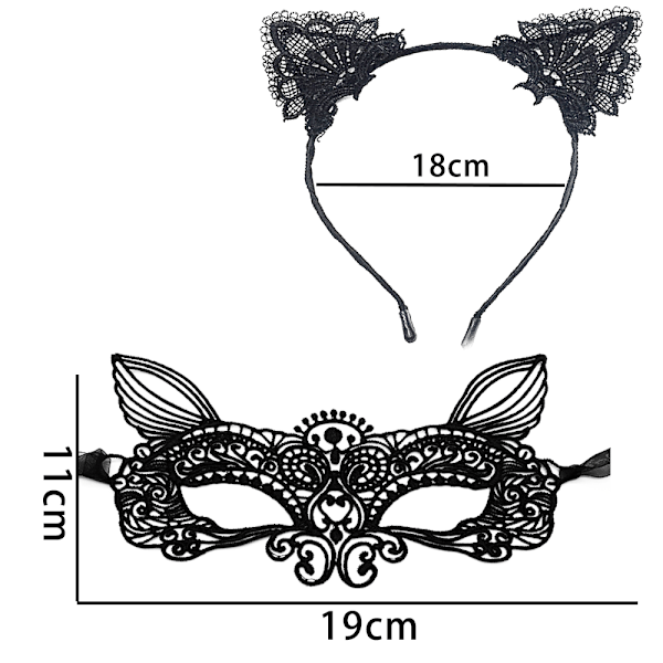 Mode Hårband med Kattungeöron Spets Ögonmask Kostym Par Romantisk Sexy Ögonmask Maskerad Mask Hår Elastisk Hoop
