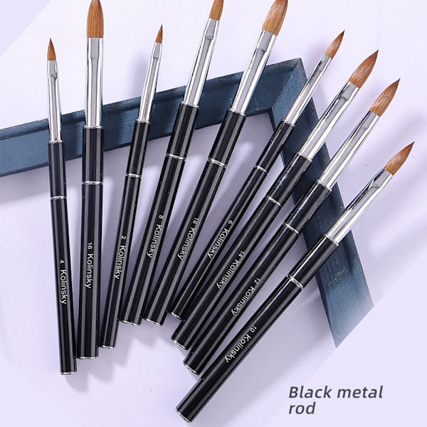 Svart Metalldesign Sable Akrylpensel för Nagelkonst Manikyr DIY Salong & Hemverktyg