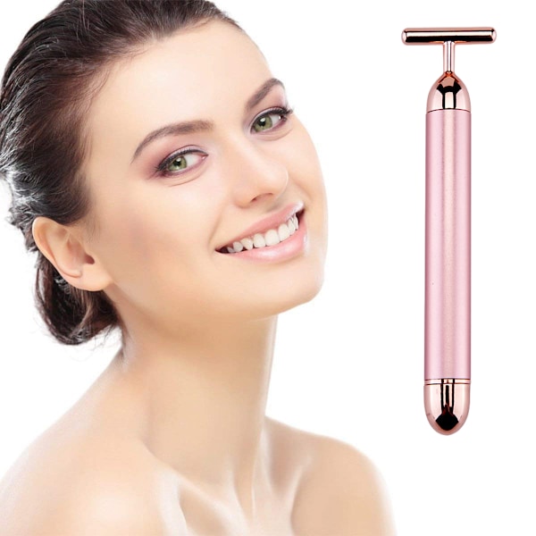 Beauty Bar 24k Golden Pulse Ansiktsmassasjer, T-Formet Elektrisk Signalansiktsmassasjeverktøy for Sensitiv Hud Ansiktsstramming Løft
