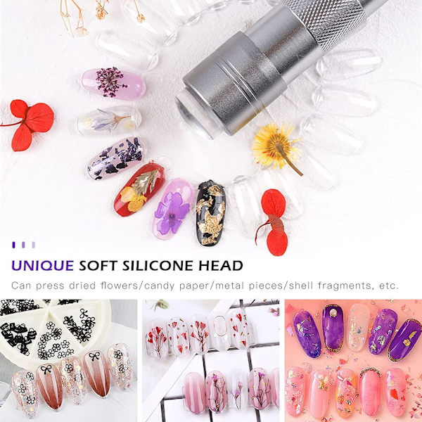 Mini UV Nagellampa Presser, Silikon Nail Press Light, Handhållen LED Nail Curing Lamp Nageltork med silikonhuvud för snabb nagelbättring, Nagelpress