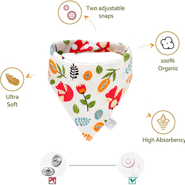 Organiska Bomullsbandana-Snuttefilt i Pastellfärger, 5-pack, Ensamma Färger för Pojkar och Flickor