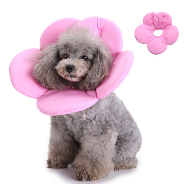 Skyddskrage för husdjur, hund och katt, hundkon efter operation, hundskyddskrage (rosa blomma)
