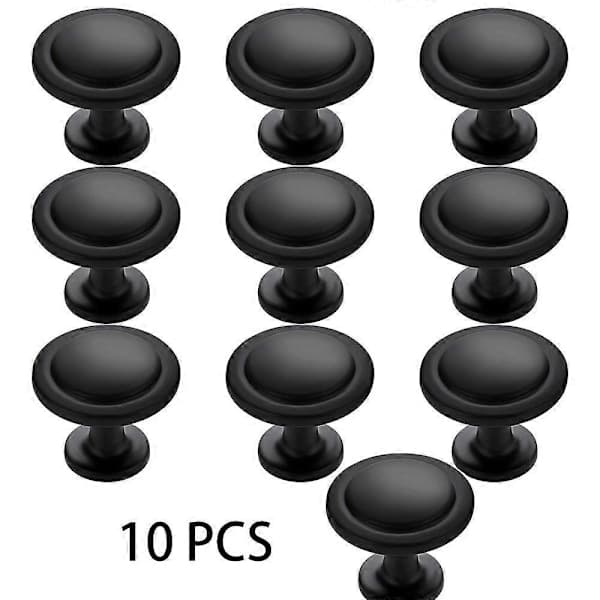 10-pack Kitchen Door Knobs 1-1/4\" Drawer Knobs Cabinet Knobs Matte Black Zinc Knobs Drawer Handles Door Knobs