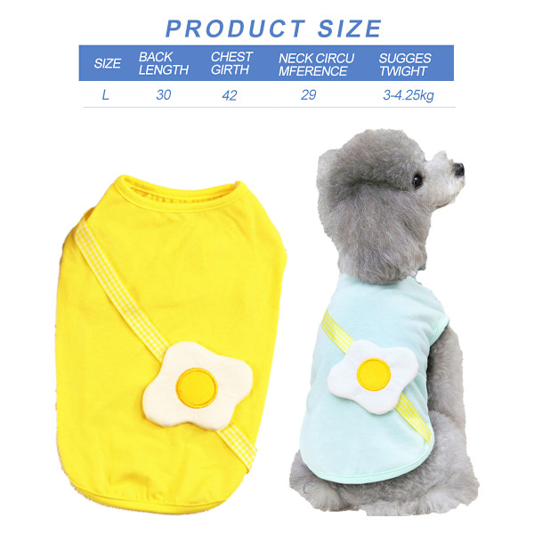 2 Sæt Søde Pocherede Æg Hund Kat T-Shirts, Bomuld Sommer Kæledyr Vest Tøj, Hvalpe Tee Shirts (Gul+Grøn)