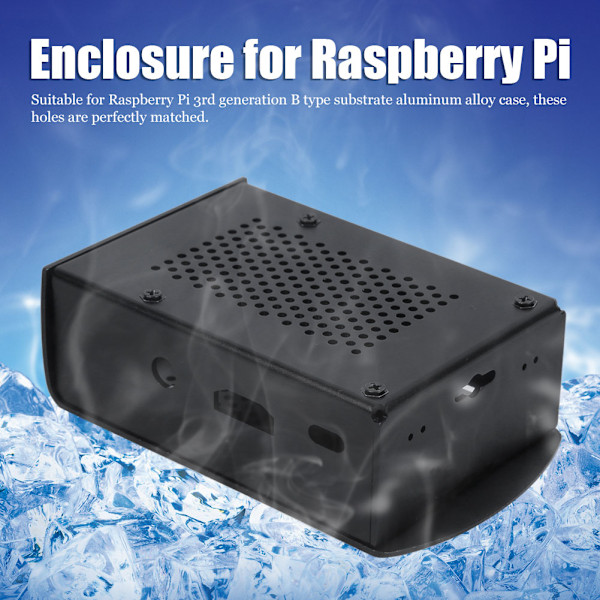 Skyddande skal i aluminiumlegering för Raspberry Pi 3:e generationen B+ chassi moderkort, med värmeavledning och dammskydd