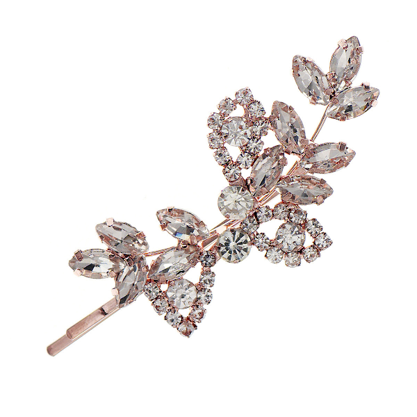 Rhinestone Brudklämma Löv Bröllopshårspänne Brud Pärla Kristall Hårklämmor Rhinestone Hårfästen Bröllopshårnålar Hår