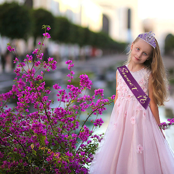 16. syntymäpäiväsash ja timantti tiara setti, Onnellinen 16. syntymäpäivälahjat hänelle 16. syntymäpäiväkoristeet naisille