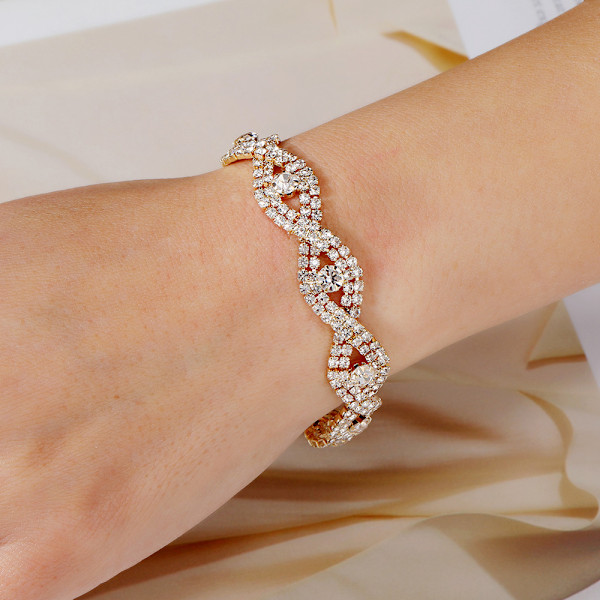 Modelys luksus all-match rhinestone klo-kæde damearmbånd