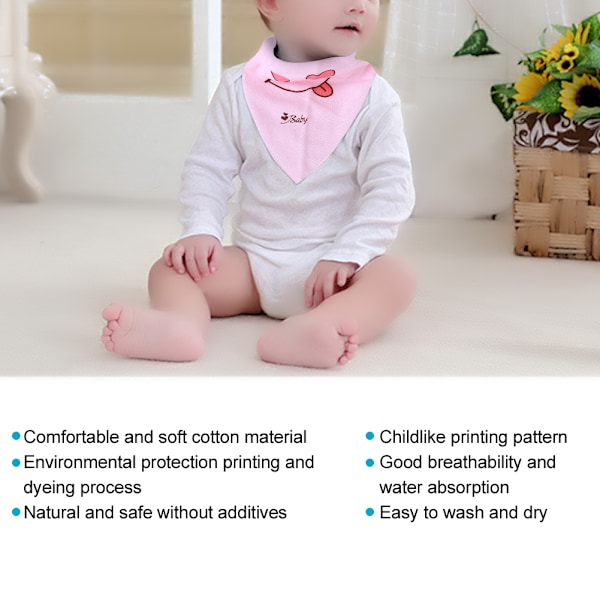 5-pack Baby Spädbarnsbandanas Unisex Mjuka Babysalivkläder Halsduk för Droolning Rosa