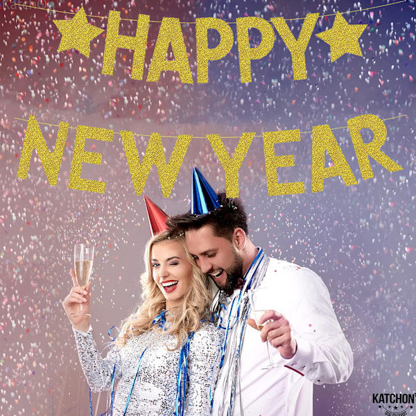 Glitter Happy New Year Banner - 5 Meters No DIY