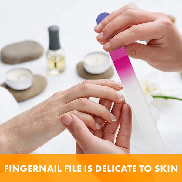 Kristallglasnagelfiler Set, 3 st. Nagelfilar för Manikyr, tånagelfil, för Naturliga Naglar