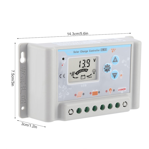 12V 24V Aurinkoenergian Latausohjain LCD-näytöllä Aurinkoenergian Ohjaimet USB:llä (SL03-30A)