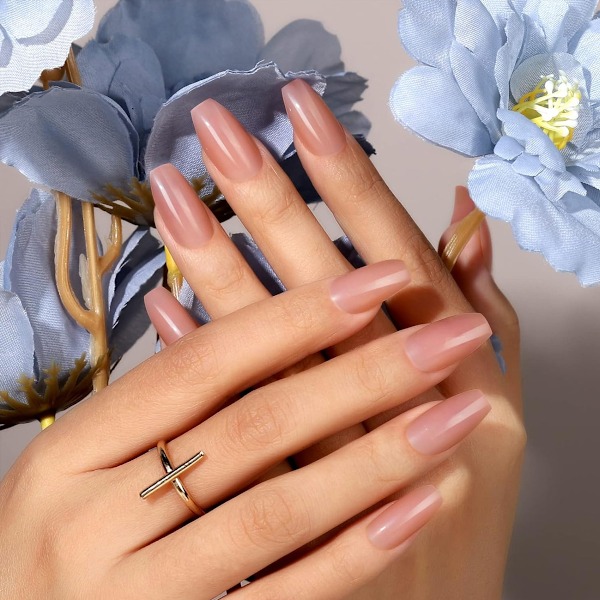 24-pack 576 matta nagelpressar, medium längd, medium kista falska naglar full set, akryl korta balett falska nagelspetsar, nagelkonst DIY