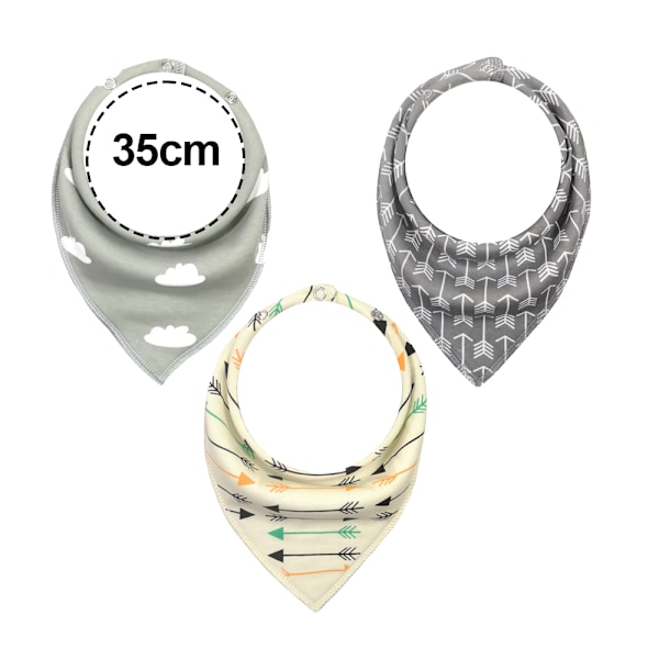 3-pak Baby Bandana-Smekke for Jenter og Gutter med Justerbare Knapper, Organisk Bomull Myk og Absorberende