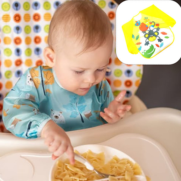 3-pack EVA-overall, långärmad vattentät haklapp för spädbarn och småbarn