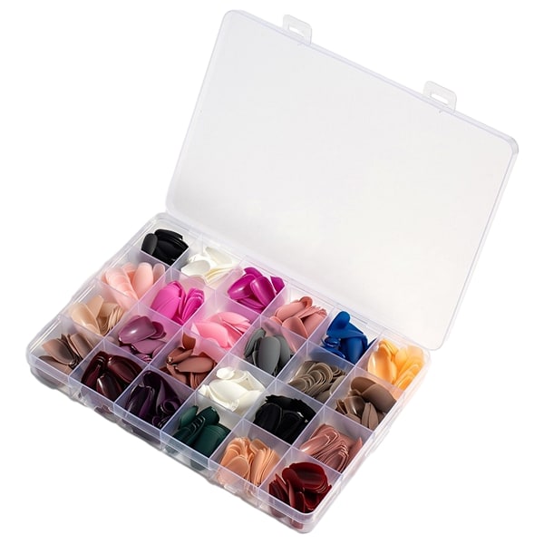 24-pack 576 matta nagelpressar, medium längd, medium kista falska naglar full set, akryl korta balett falska nagelspetsar, nagelkonst DIY
