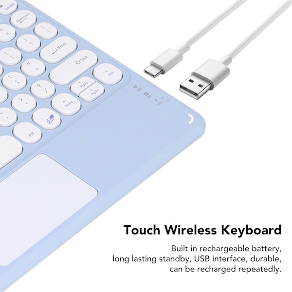 Trådlöst tangentbord med rundade tangenter Ergonomisk design Ultratunt Smart Touch Trådlöst tangentbord för surfplattor Bärbara datorer Lila