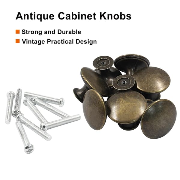 10 Pieces Round Antique Cabinet Knobs 30mm Diameter Bronze Dresser Knobs Drawer Knobs Kitchen Cabinet Handles for Cabinet Hardware