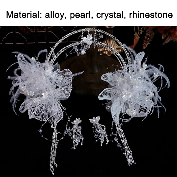 Rhinestone bröllopsdiadem med örhängen handgjorda brudhuvudbonader för bröllopshårtillbehör för brudar och brudtärnor
