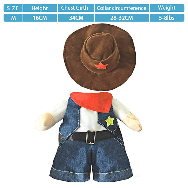 Cowboy Dog Costume med Hatt Hundkläder Cowboy Costume med Hatt Kläder Halloween Kostymer för Katt och Liten Hund Husdjur