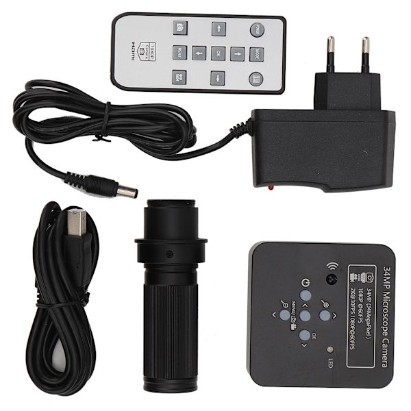 34MP 120x Objektiv Elektronmikroskop HDMI USB Industrielt Mikroskopkamera 100-240V (EU-stik)