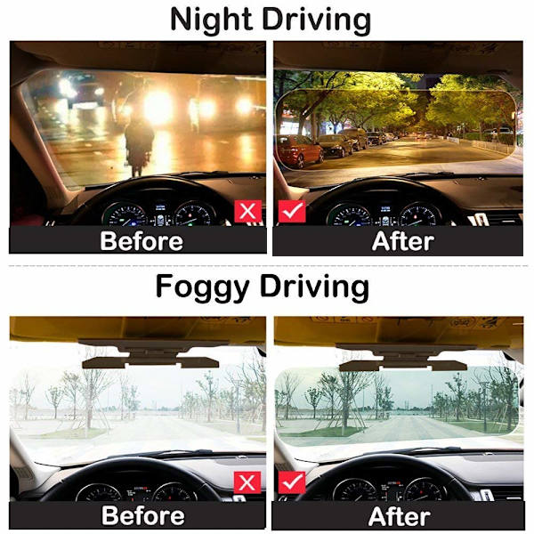 2 PACK-Car Visir Sun Blocker Anti-glare Extender Vindruta för dag natt, bil solskyddsförlängare Anti-glare Car Visir Extender, 2 i 1 bil sol