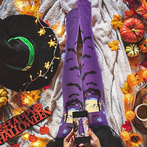 Halloween Long Over-the-Knee Stockings Purple