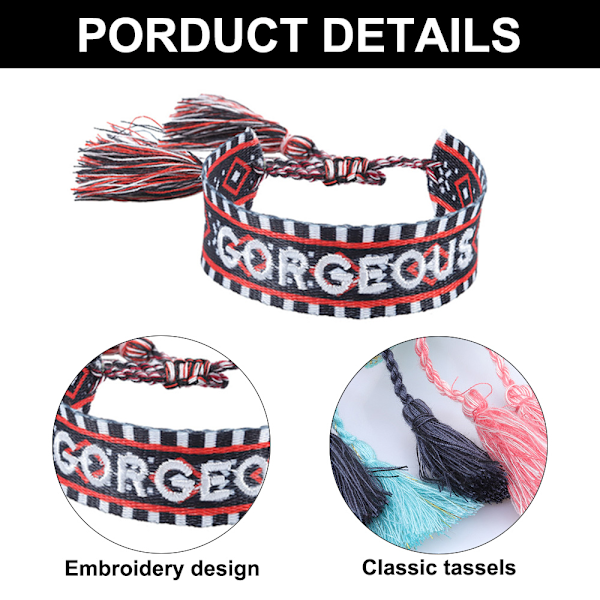 3 st justerbara armband för kvinnor, män och flickor, vävda vänskapsarmband, julklappar