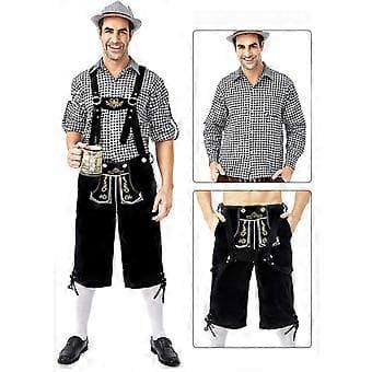 Oktoberfest og ølfestival bayersk Oktoberfest kostumesæt til mænd (L Sort)