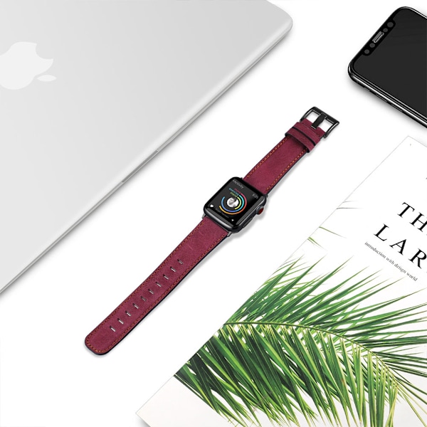 Kompatibel med Apple Watch Rem 38-40mm /42-44mm, Ægte Læder Udskiftningsrem Kompatibel med Apple Watch Serie 5/ 4/3 /2 /1