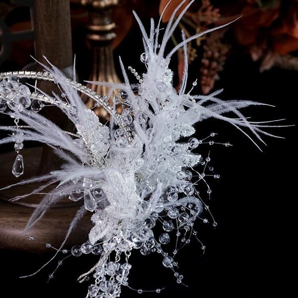 Rhinestone bröllopsdiadem med örhängen handgjorda brudhuvudbonader för bröllopshårtillbehör för brudar och brudtärnor