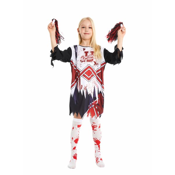 Barn Zombie Cheerleader Klänning Halloween Kostym M