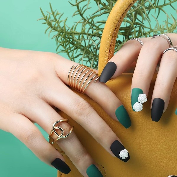 15-pack (360 st) matta nagelpressar, medium längd, ballerina kista akryl korta falska naglar för nagelkonst DIY