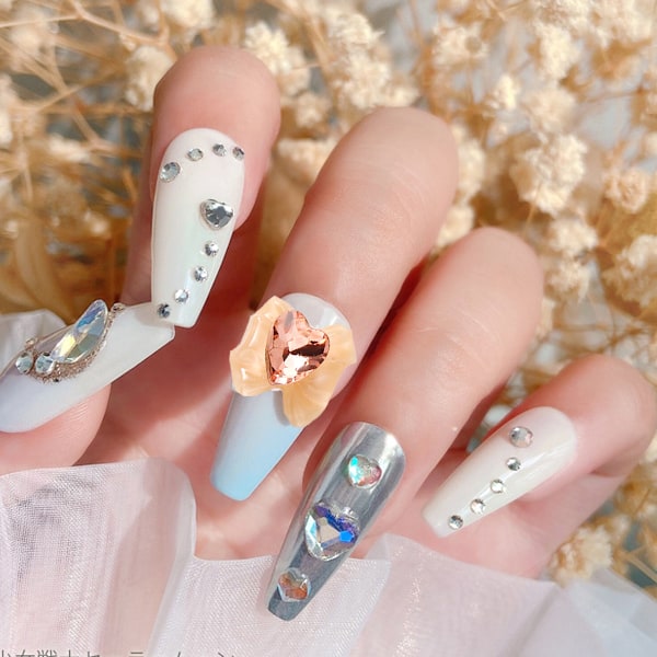 12 st Nagelprydnader Transparent Färg Rosett Nageltillbehör Resinformad Borr Nageldekorationer
