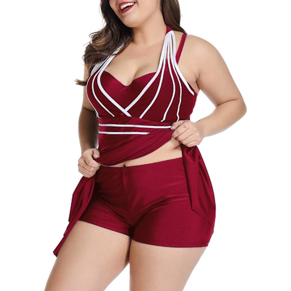 LALAGEN Dame Halter Badedrakt Plus Størrelse Todelt Tankini Sett