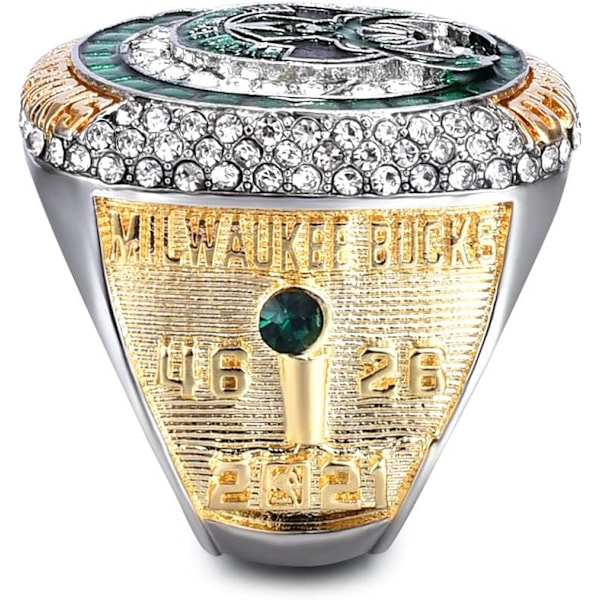 2021 Bucks Mesterskabsring Replika Basketball Champions Ring med Mesterskabsringæske til 'Milwaukee Antetokounmpo Fans Gave