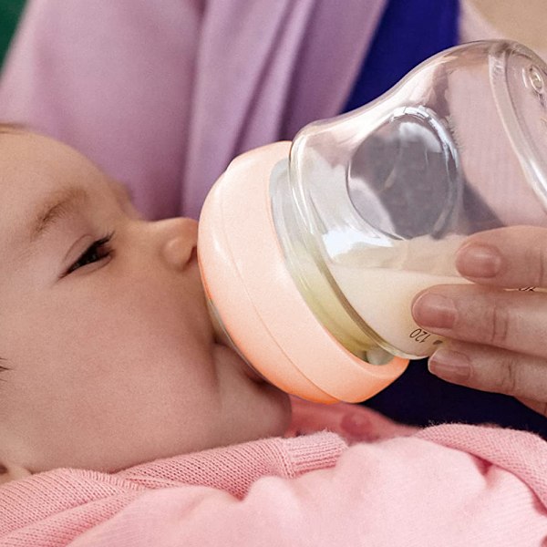 Blød Silikon Babyflaske, Langsom Strøm Brystlignende Sutte, Plet- og Lugtbestandig, 2 stk.