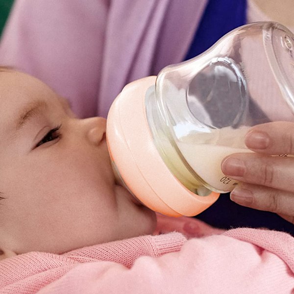 Mjuk Silikon Babyflaska, Långsam Flödes Bröstlik Bröstvårta, Fläck- och Luktresistent, 2-pack