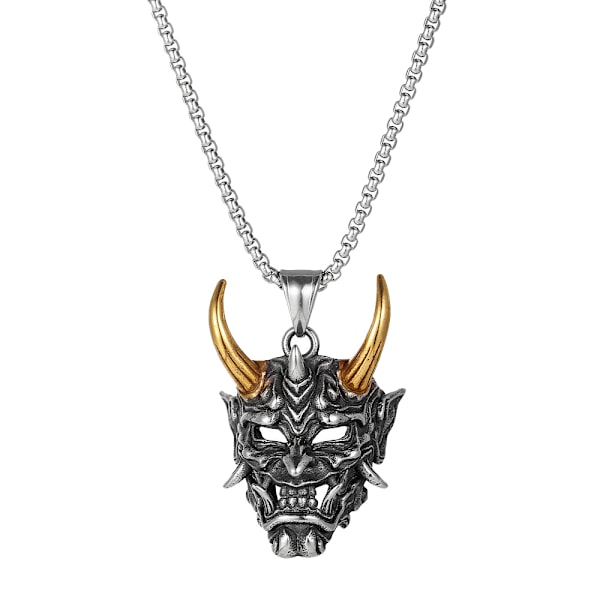 Halsband för män med hänge i rostfritt stål, spökmaske, Halloween-present