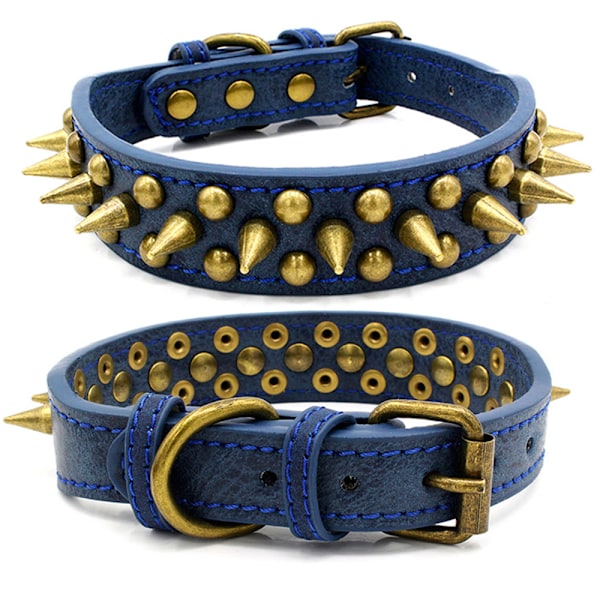 Spikad hundhalsband i PU-läder för små, medelstora och stora hundar, Pit Bull, Mastiff, Bully, Boxer...