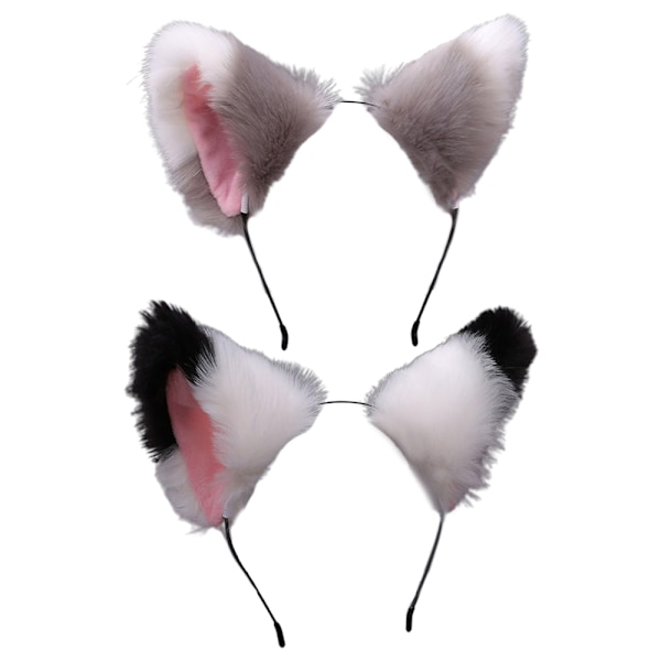 2-pack söta räv, varg, katt, hundöron pannband Halloween kostymfest huvudbonad accessoarer hårband