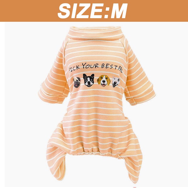 Hundpyjamas för små hundar pojke flicka, valp 4 ben hundkläder, vinter varm overall kläder för husdjur hundar hane hona (orange)