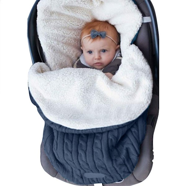 1 st Newborn Baby Swaddlefilt, Stickad Varm Fleecefilt Swaddle Sovsäck Väska Vagn Unisex Baby Sovsäck för Baby