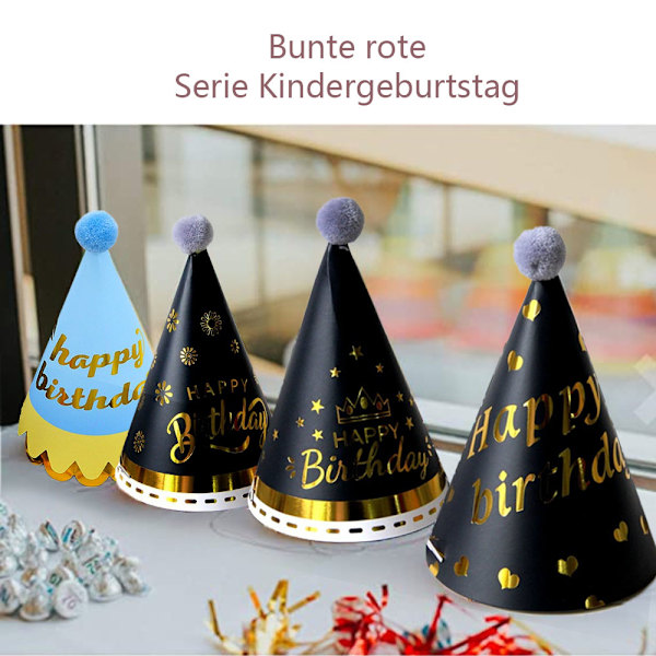 Farverige Partyhatte, Sjov Festpakke med 12 Kegleformede Partyhatte til Børnefødselsdag og DIY-Håndværk