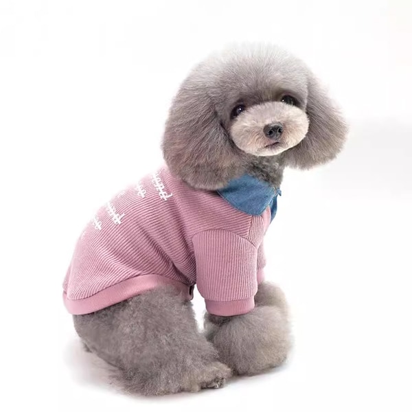 Pet Patchwork Stickad Hundtröja Varm Katt Vinterkläder för Kalla Dagar (Rosa)