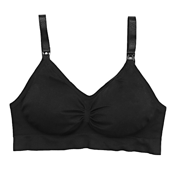 Sexy Graviditets-BH uden bøjle, Push Up, Åben Front, Spænde Bralette (Sort M)
