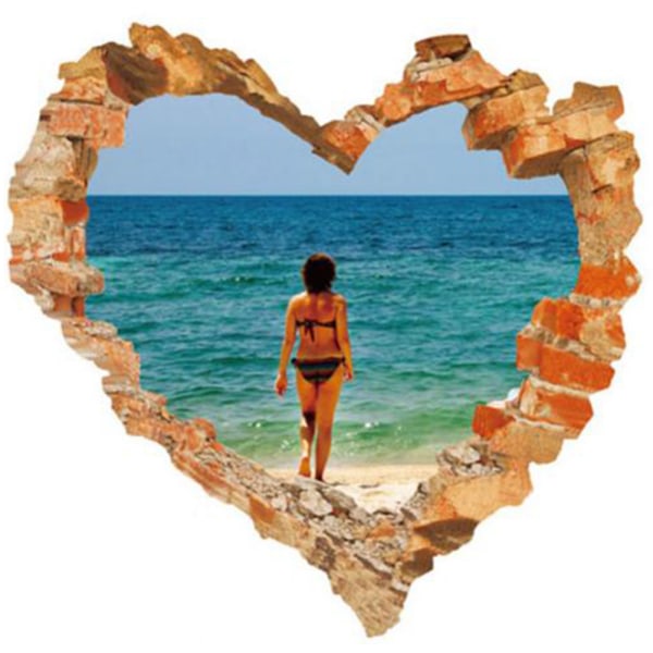3D hjärtformad avtagbar väggdekal Egeiska havet för badrum